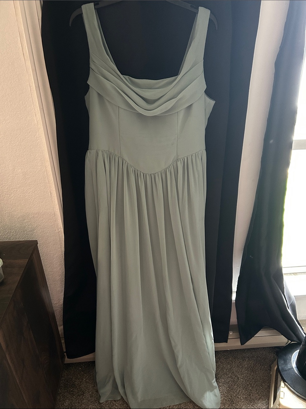 Azazie Silver Sage Cowl Neck Dress